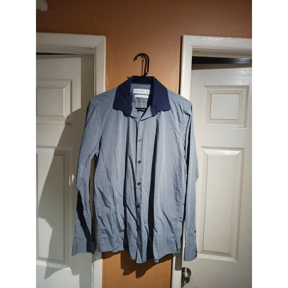Primark Mens Pokadot Slim Fit Button-down Shirt. Size M